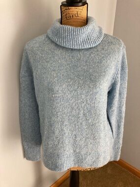 Banana Republic Turtleneck Sweater Light Blue Merino Wool Alpaca Blend Size M
